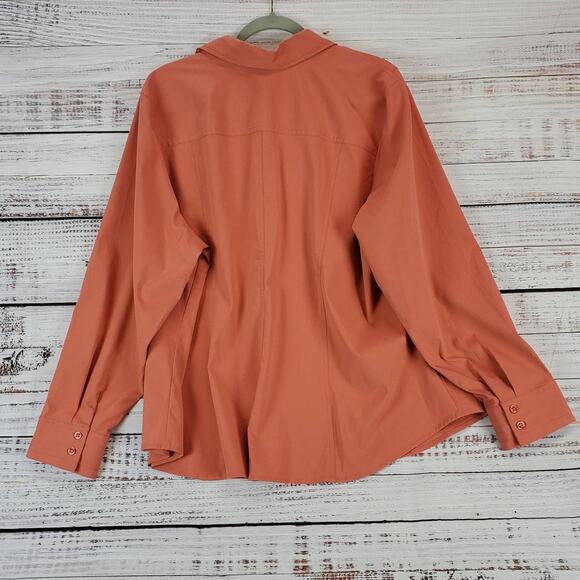 Lane Bryant NWT Stretch Button Down Dark Peach Button Blouse Size 22/24 - Picture 2 of 9